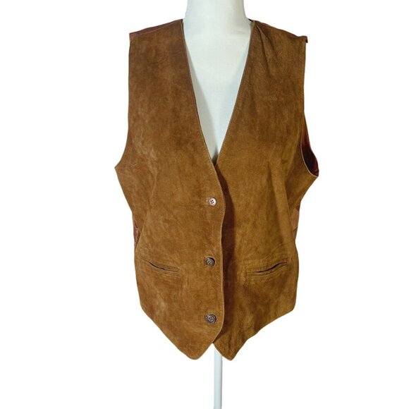Vintage Men's Nordstrom BP Brown Leather Vest Size XL Western Cowboy Country